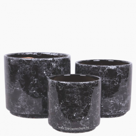 Black Marble Design Ceramic Pot