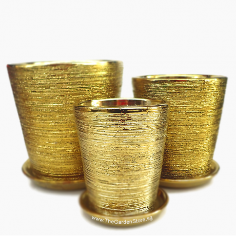 Iseo Gold Galvanized Brushes Ceramic Pot