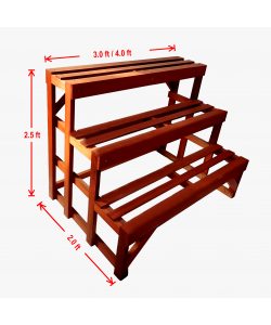 3 Tier Chengal Timber Flower Stand